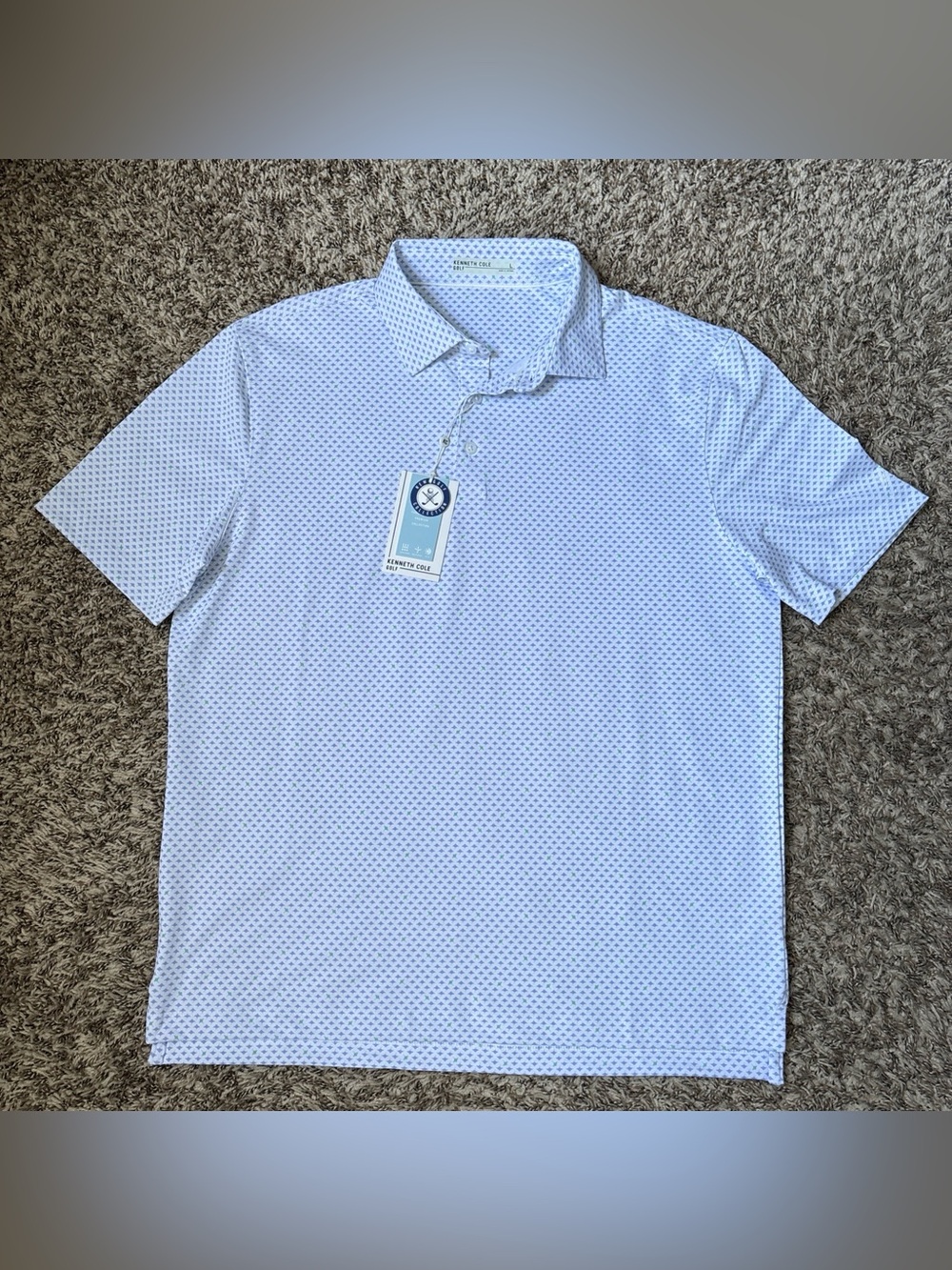 Kenneth Cole Light Blue Micro-Print Golfer Polo